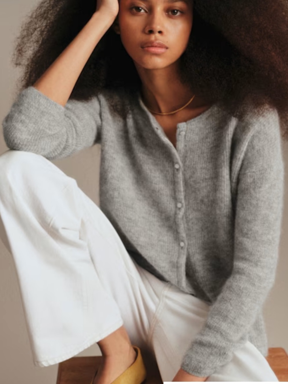 Sezane Soft Gray Button-Up Cardigan